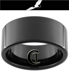 11mm Black Pipe Tungsten Carbide Flying Eagle Design Ring.