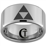 12mm Beveled Tungsten Legend of Zelda Triforces and Wolf Designed Ring.