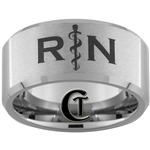 12mm Beveled Tungsten Carbide Satin Registered Nurse Design.