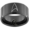 12mm Black Beveled Tungsten Carbide Star Trek Design