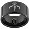 12mm Black Beveled Tungsten Carbide Sith Mandalorian Design