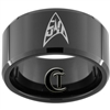 12mm Black Beveled Tungsten Carbide Star Trek 50th Anniversary Design