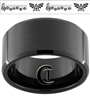 12mm Black Beveled Tungsten Carbide Zelda Design