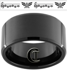 12mm Black Beveled Tungsten Carbide Zelda Design