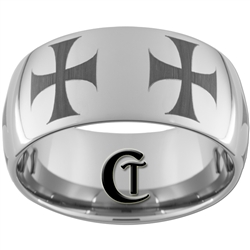 12mm Dome Tungsten Carbide Maltese Cross Design