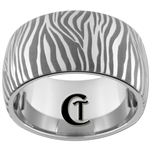 12mm Dome Tungsten Carbide Band Zebra Design