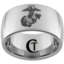 12mm Dome Tungsten Carbide Marines Eagle, Globe & Anchor Design Ring.
