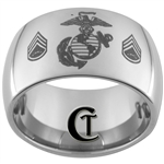 12mm Dome Tungsten Carbide MARINES Symbol & Staff Sergeant Design.