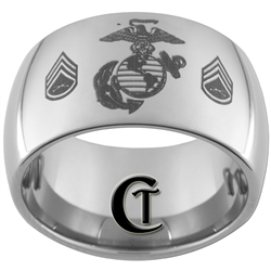 12mm Dome Tungsten Carbide MARINES Symbol & Staff Sergeant Design.