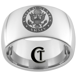 12mm Dome Tungsten Carbide Army Crest Design Ring.