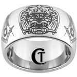 12mm Dome Tungsten Carbide Masonic 32nd Degree Design