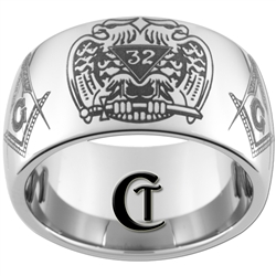 12mm Dome Tungsten Carbide Masonic 32nd Degree Design