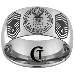 12mm Dome Tungsten Carbide Air Force Seal & Chief Master Sergeant Design.