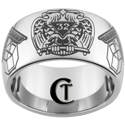 12mm Dome Tungsten Carbide Masonic 32nd Degree Design