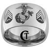 12mm Dome Tungsten Carbide Marines Sergeant Rank Design