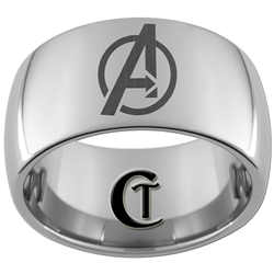 12mm Dome Tungsten Carbide Avengers Design