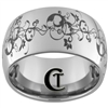 12mm Dome Tungsten Carbide Band Floral Design