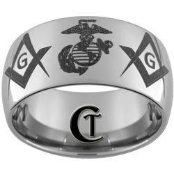 12mm Dome Tungsten Carbide Marines Masonic Design.