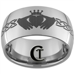 12mm Dome Tungsten Carbide Claddagh Design