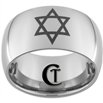 12mm Dome Tungsten Carbide Star Of David Design