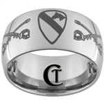 12mm Dome Tungsten Carbide Army 1st Cavalry and Crossed Sabers Design Ring.