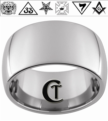 12mm Dome Tungsten Carbide Masonic Eastern Star Design