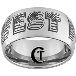 12mm Dome Tungsten Carbide Army American Flag WEST POINT Letters Design Ring.