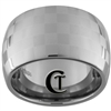 12mm Dome Tungsten Carbide NASCAR Checkered Flag Design Ring