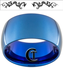 12mm Blue Dome Tungsten Carbide Laser Dragon Design