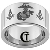 12mm Pipe Tungsten Carbide Marines Masonic Design Ring.