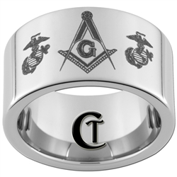 12mm Pipe Tungsten Carbide Masonic Marines Design.