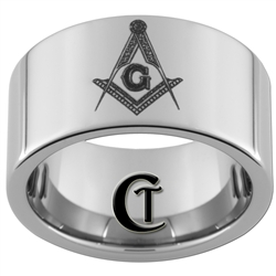 12mm Pipe Tungsten Carbide Masonic Design