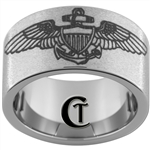 12mm Pipe Tungsten Carbide Military Naval Aviator Don't Tread On Me Design Ring.