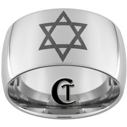 14mm Dome Tungsten Carbide Star Of David Design