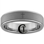 6mm Pipe One-Step Matte Finish Tungsten Carbide Cross Design Ring