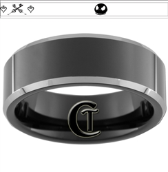 8mm Black Beveled Two-Toned Tungsten Carbide Custom Design