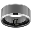 10mm Black Beveled Two-Toned Tungsten Carbide Ring