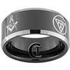 10mm Black Beveled Two-Toned Tungsten Carbide Masonic Design