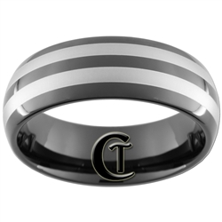**Clearance**  8mm Black Dome Tungsten Carbide Laser Design - Limited Sizes