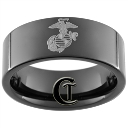 CLEARANCE 9mm Black Pipe Tungsten Carbide Marines Laser Design.