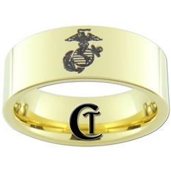 CLEARANCE 9mm 14Kt Gold Plated Pipe Tungsten Carbide Marines Design.