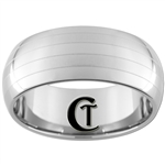 **Clearance** 10mm Dome Tungsten Carbide Two Lasered lines Design - Sizes 6 1/2, 8, 8 1/2, 13 1/2