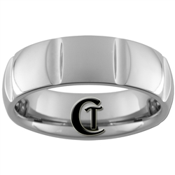 **Clearance** 7mm Side Grooved Dome Tungsten Carbide Ring - Sizes 6 1/2, 7 1/2, 8, 8 1/2