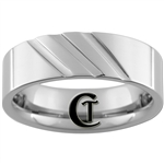 **Clearance** 7mm Horizontal Grooved Pipe Tungsten Carbide Ring - Sizes 8, 9, 10