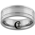 *Clearance** 8mm Pipe 2-Grooved Tungsten Carbide Ring - Sizes 5, 5 1/2, 6, 11, 11 1/2, 12 1/2, 13 1/2