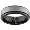 **Clearance** 7mm 1 Step Black Beveled Tungsten Carbide Satin Finish Ring - Size 8