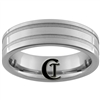 **Clearance** 7mm Piped 2-Grooved Tungsten Carbide Ring -Limited Sizes - 9.5