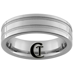 **Clearance** 7mm Piped 2-Grooved Tungsten Carbide Ring - Size 9 1/2