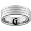 **Clearance** 8mm Piped 3-Grooved Tungsten Carbide Ring - Size 10 1/2