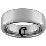 **Clearance** 8mm Rounded Beveled Tungsten Carbide Ring - Size 9 1/2